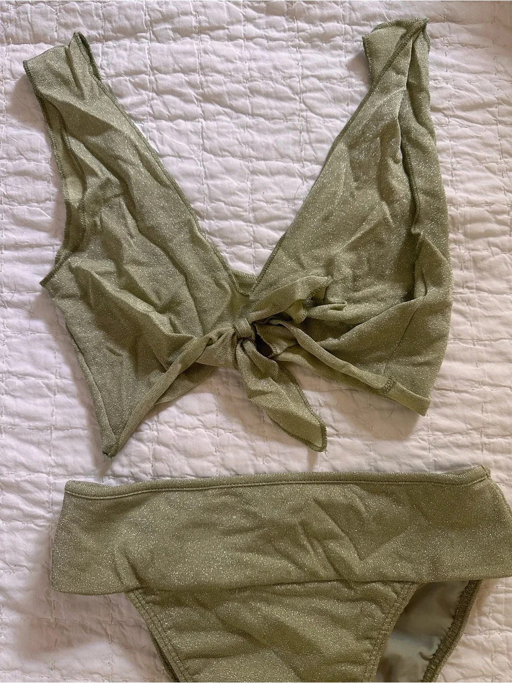Frankie's Bikinis Olive Sparkle Tie-Front Bikini